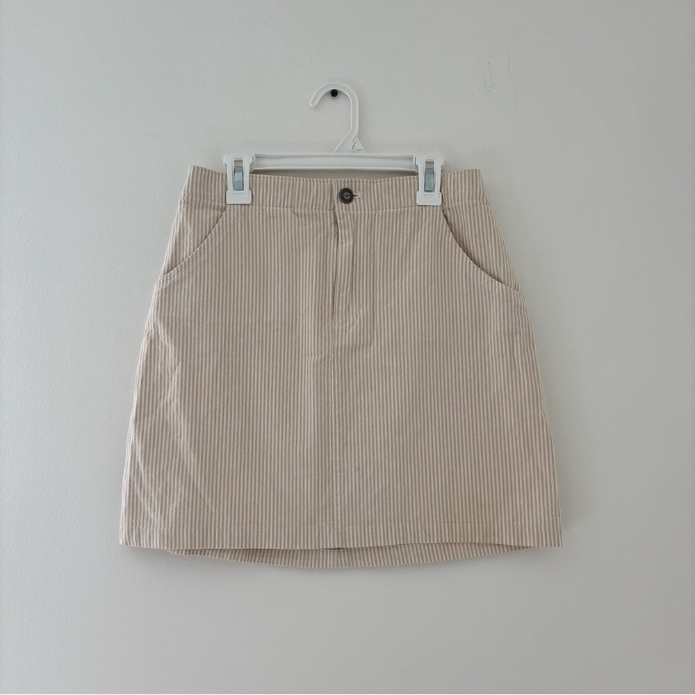 Hollister Beige and White Striped Mini Skirt